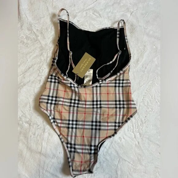 Burberry Check Antique Yellow Bathing Suit One Piece Size XL - Picture 2 of 4